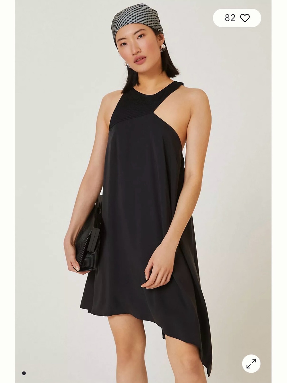Anthropologie Black Asymmetrical Halter Dress